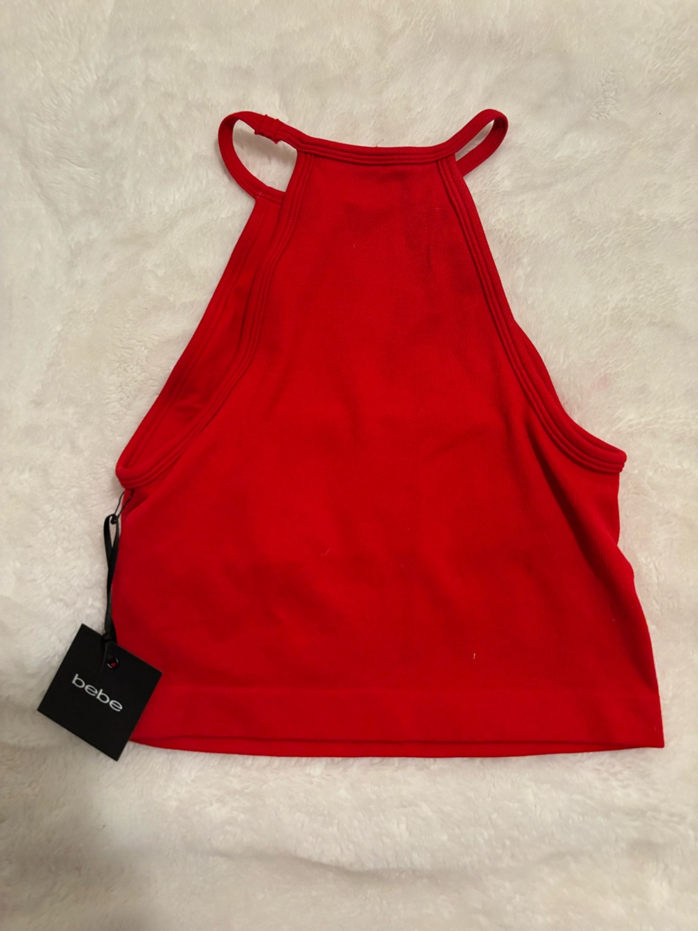 bebe Red Crystal Logo Ribbed Tank - Picture 4 of 4